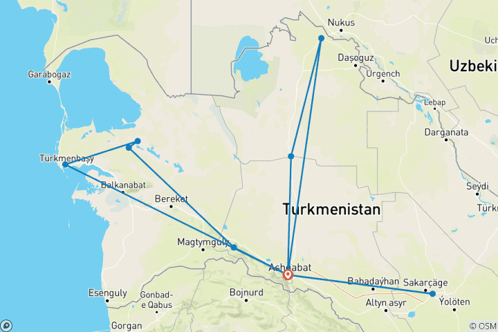 Kaart van Turkmenistan - Rondreis (15 dagen)