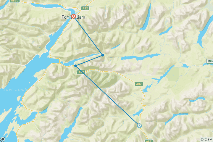 Karte von West Highland Way – Höhepunkte: Bridge of Orchy bis Fort William (5 Tage)