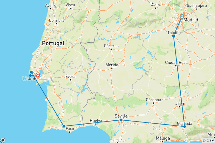 Kaart van Madrid naar Lissabon (Leeftijd 27-35)