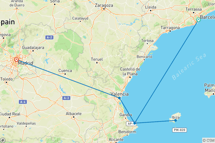 Kaart van Barcelona naar Madrid (Leeftijd 27-35)