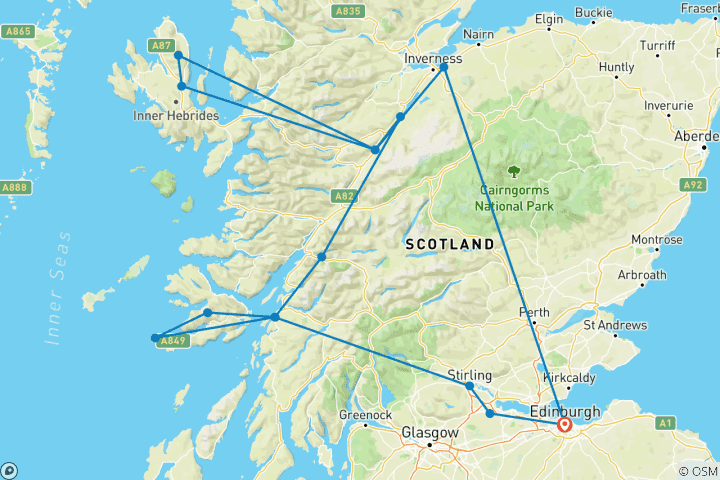 Mapa de Escocia en el ocio