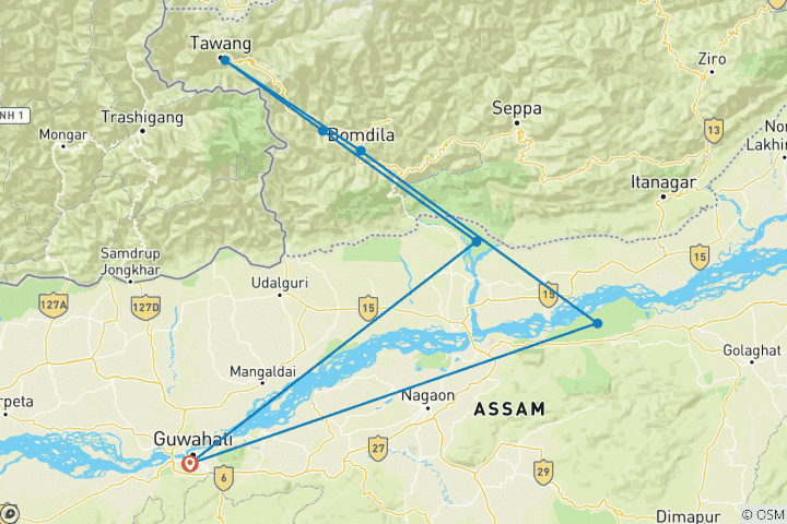 Map of Arunachal Monastic Trip