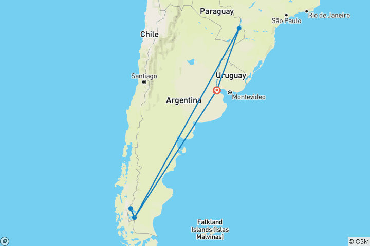 Kaart van ARGENTINIË HOOGTEPUNTEN