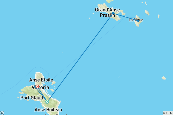Map of Seychelles Honeymoon Package 9 D/8 N