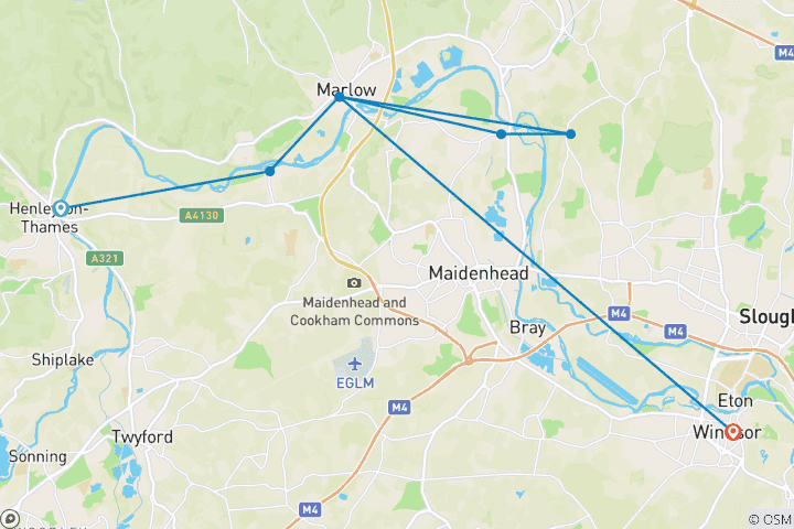 Karte von Thames Path – Höhepunkte: Henley bis Windsor (5 Tage)