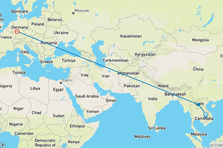 Karte von Laos – Der Süden und Luang Prabang (18 Tage)
