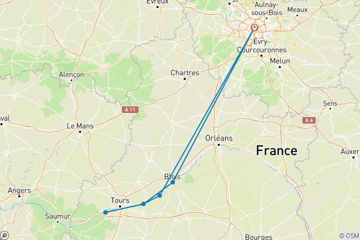 Carte du circuit Vallée de la Loire et vins - 3 jours