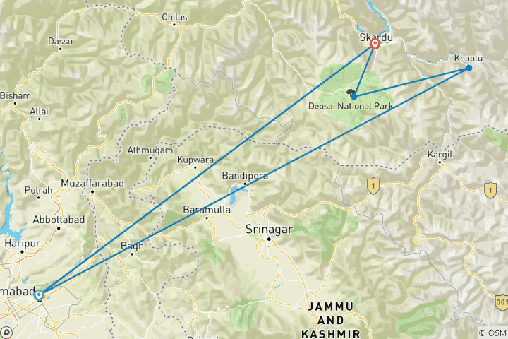 Map of Golden Baltistan - Skardu & the Karakoram in Autumn Colours (6 Days All Inclusive Tour)