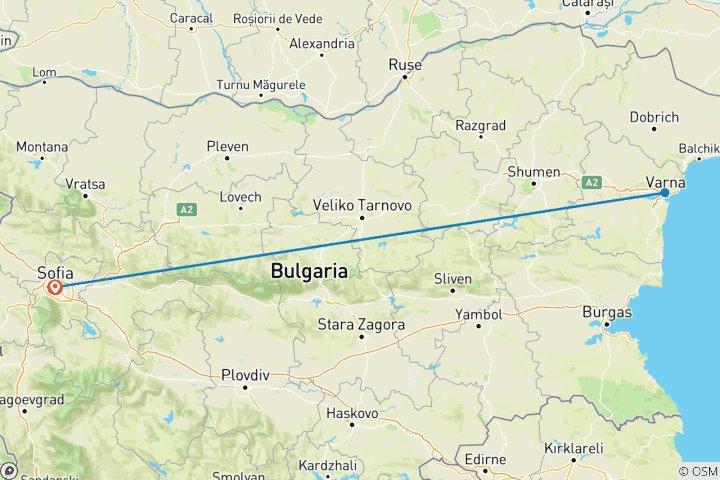 Carte du circuit Vacances à petit prix : Sofia et la côte de la mer Noire en formule tout compris