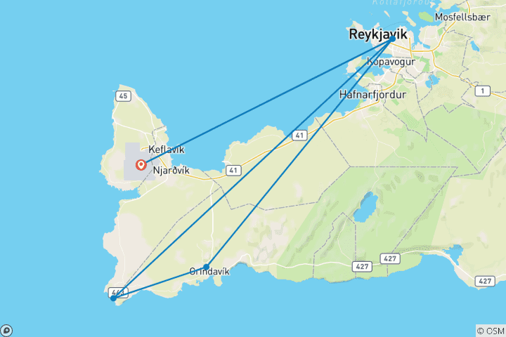 Kaart van 5 dagen in IJsland: Lavavelden, Gouden Cirkel & Ondergrondse Wonderen