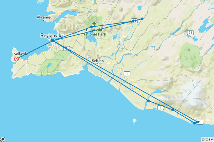 Carte du circuit Séjour de 5 jours à Reykjavík pour l'éclipse solaire