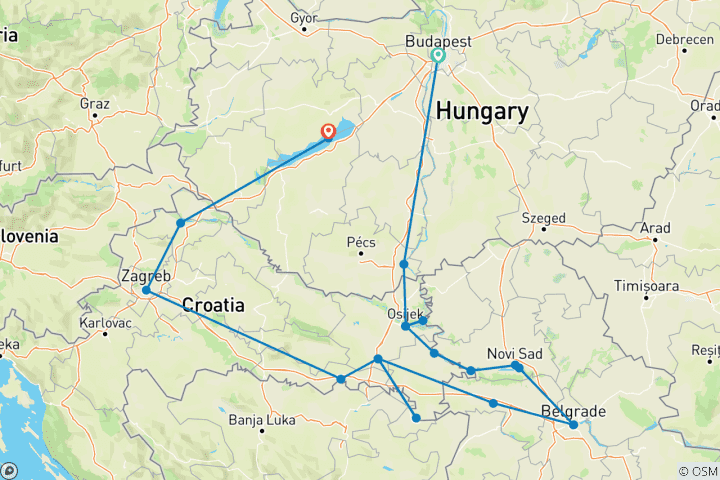Map of The majestic Danube, the authentic Sava and Lake Balaton (port-to-port cruise)