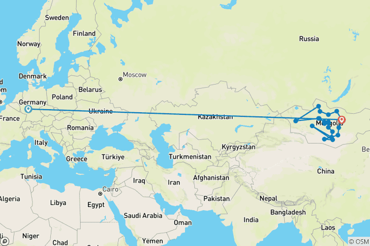 Karte von Mongolei Total (26 Tage)