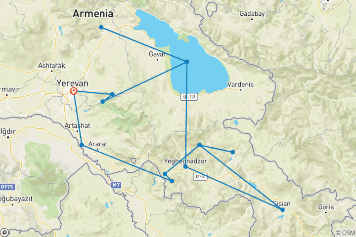 Karte von Armeniens unbekannte Perlen (10 Tage)