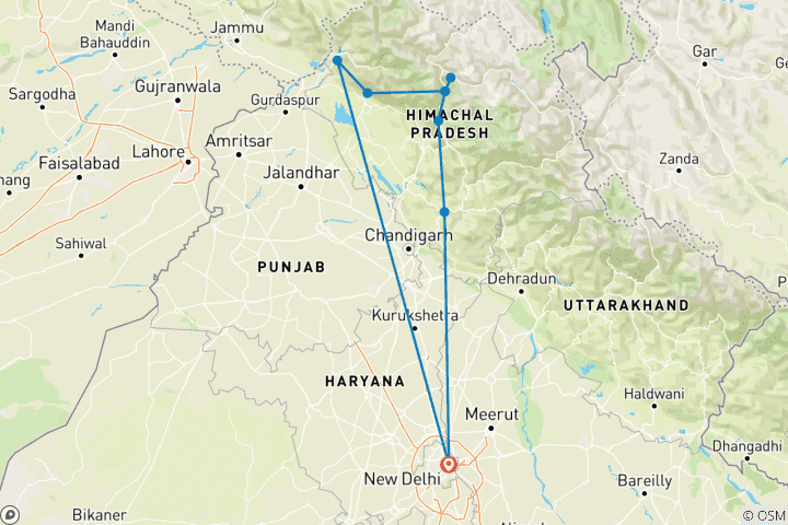 Mapa de Himachal, Experiencia de Shimla a Dharamshala