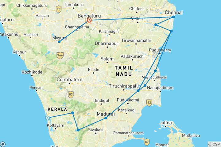 Mapa de Todo el sur de la India