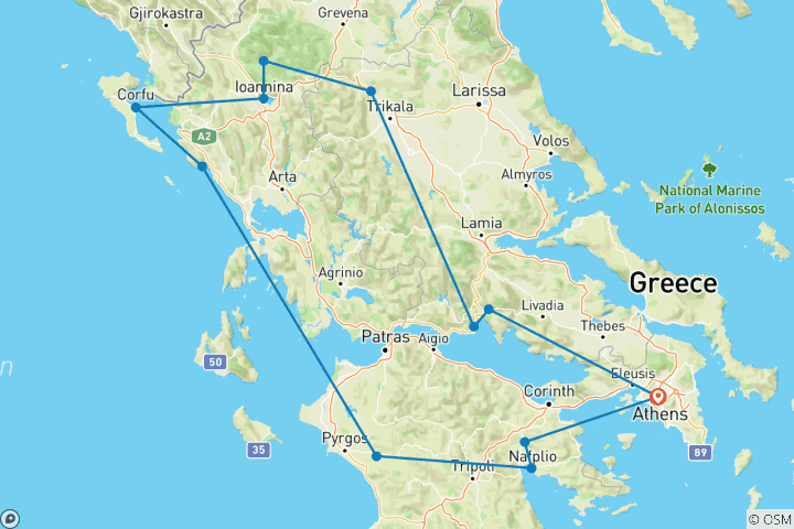 Carte du circuit Explorateur grec (2026)