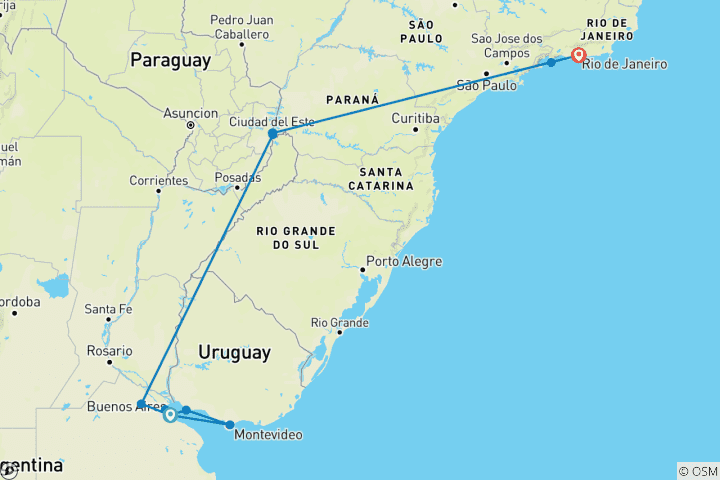 Karte von Von Buenos Aires nach Rio