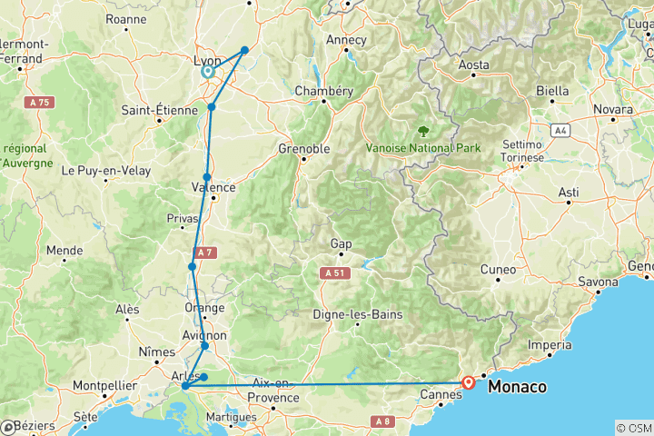 Map of Spring Sensations of Lyon and Provence