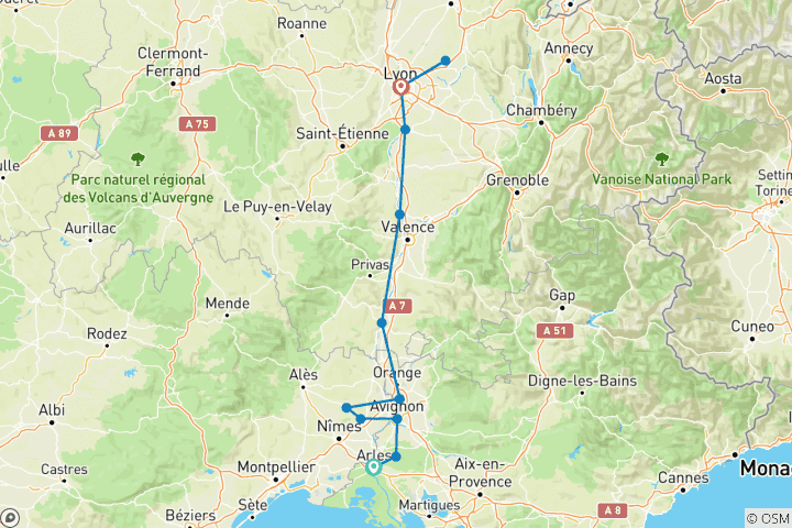 Map of Spring Sensations of Lyon & Provence