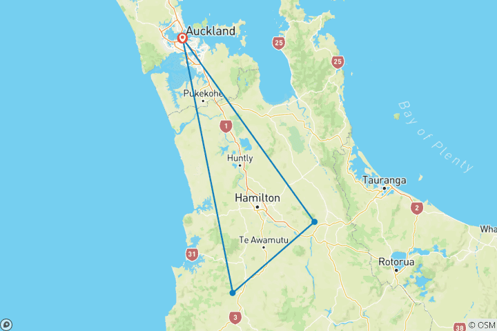 Carte du circuit 5 jours à Auckland : Aventures en bus d'exploration et magie de la Terre du Milieu