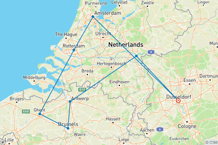 Karte von Holland und Belgien, MS CruceRio