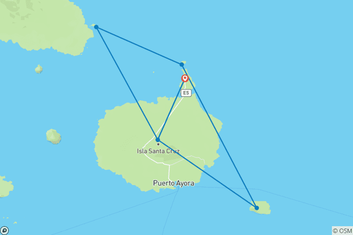 Mapa de Excursión de 4 días a la Isla Santa Cruz en las Galápagos