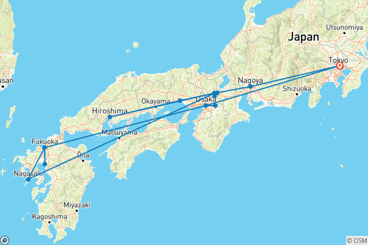 Carte du circuit Japon élevé - 15 jours