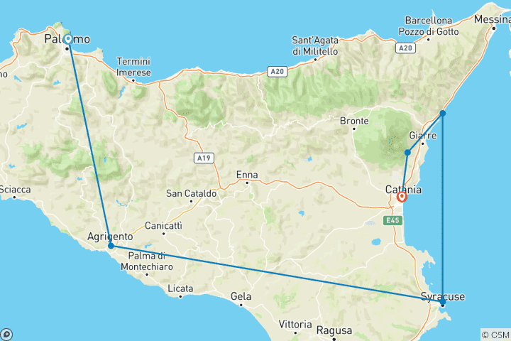 Kaart van Ontdekkingstocht Sicilië - 7 dagen