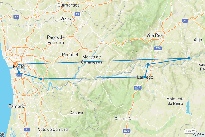 Mapa de Crucero Descubrimiento del Duero - 4 días