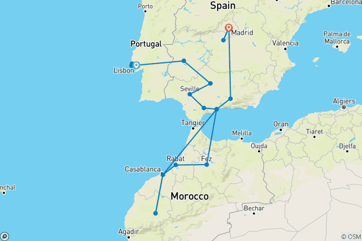 Kaart van Iberische & Marokkaanse Grand Discovery (Superieur) - 17 dagen