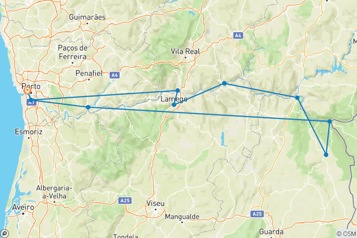 Karte von Grand Douro Kreuzfahrt - 7 Tage