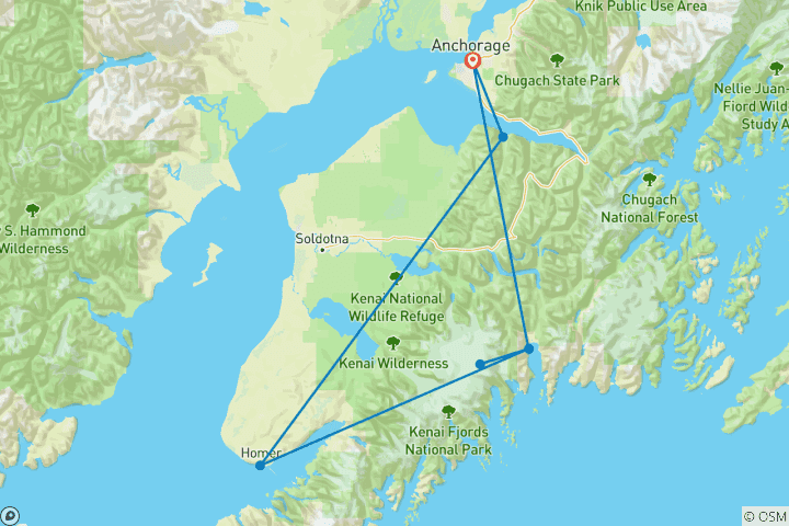Carte du circuit Alaska Kenai Fjords Explorer - 9 jours