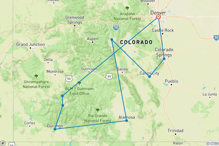 Mapa de Colorado & Ferrocarriles del Viejo Oeste 2027 - 7 días