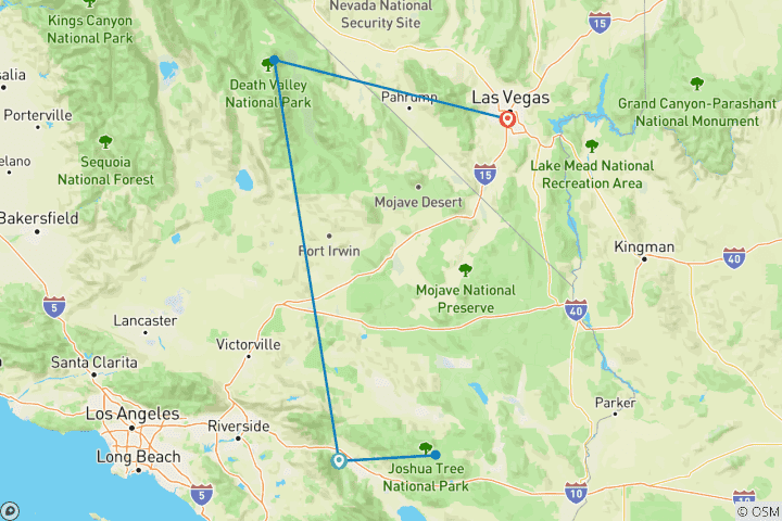 Karte von Palm Springs, Joshua Tree & Death Valley 2027 - 7 Tage