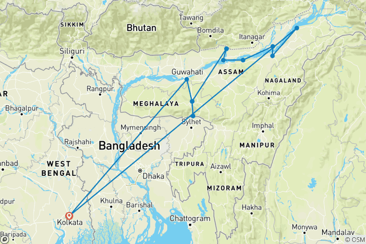Mapa de Viaje a la India Oriental