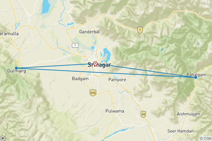 Carte du circuit Circuit de 5 jours au Cachemire