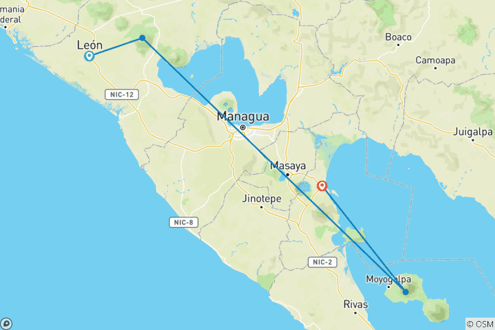 Map of 5 days Nicaragua Sneak Peak