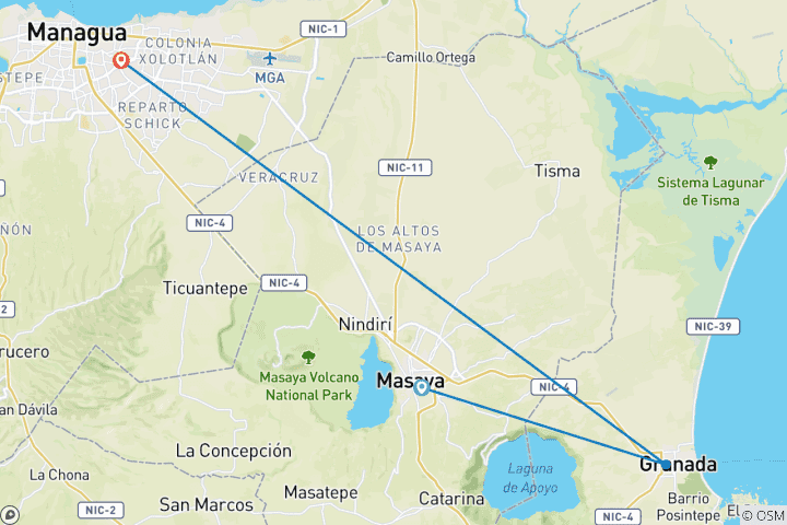 Map of 4 days Nicaragua Sultana