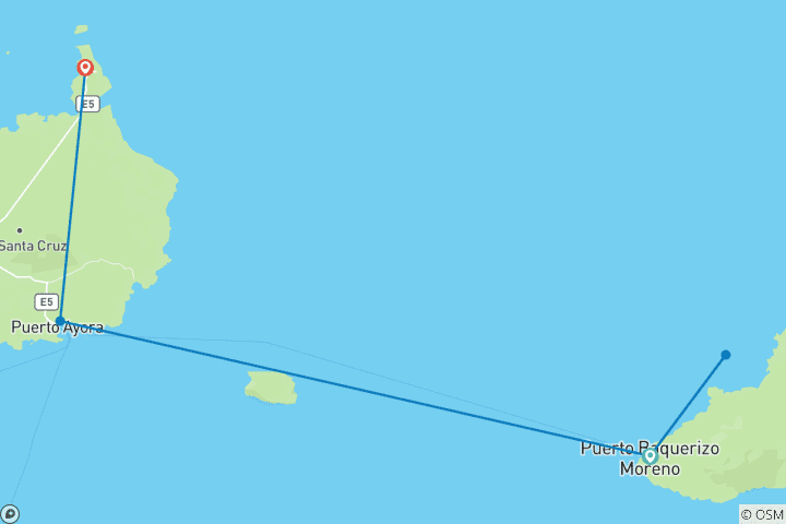 Kaart van 5 Daagse Galapagos Essentiële Eilandhoppen Tour (San Cristobal & Santa Cruz)