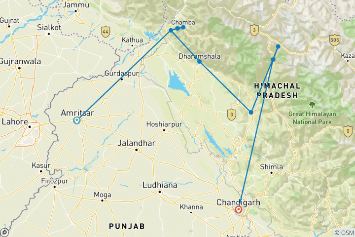 Mapa de Patrimonio de Himachal y Experiencia en la Naturaleza