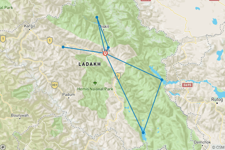 Karte von Leh Ladakh Nomadische Erfahrung