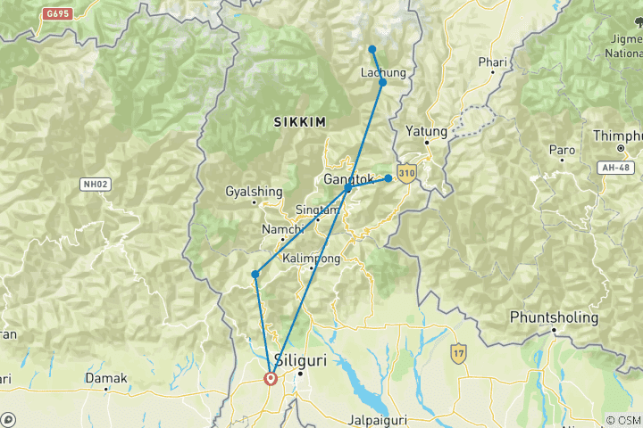 Mapa de Experiencia en el Himalaya Nororiental, Sikkim y Darjeeling