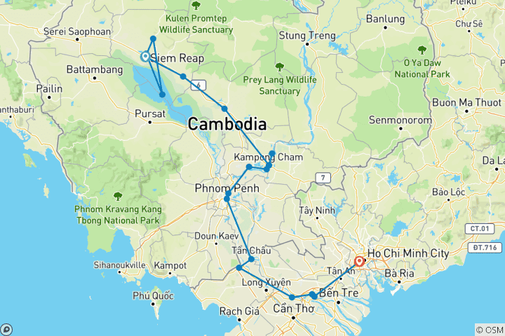 Map of Temple Discovery and Meandering along the Mekong Cruise