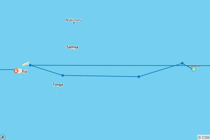 Carte du circuit Récifs et îles volcaniques : De Tahiti aux Fidji