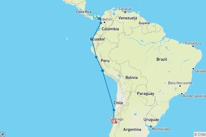 Karte von Antike Königreiche & Naturschätze: Panama bis Chile