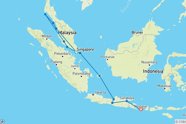 Mapa de Viaje definitivo: Singapur, Malasia y las Islas de Indonesia