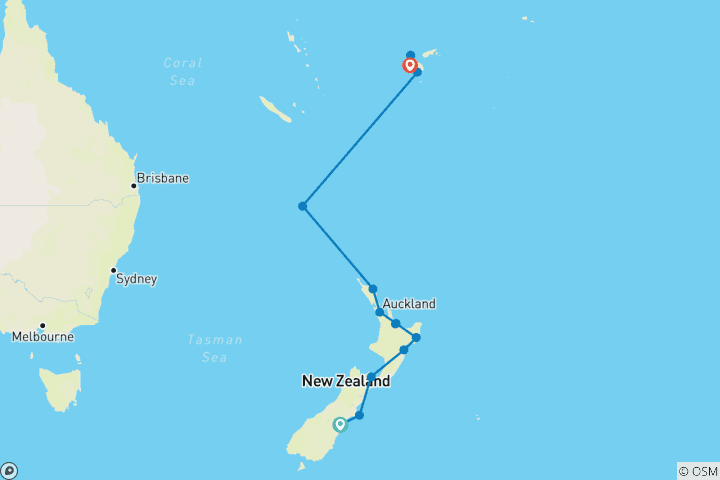 Map of New Zealand, Norfolk Island & Fiji’s Coastal Treasures