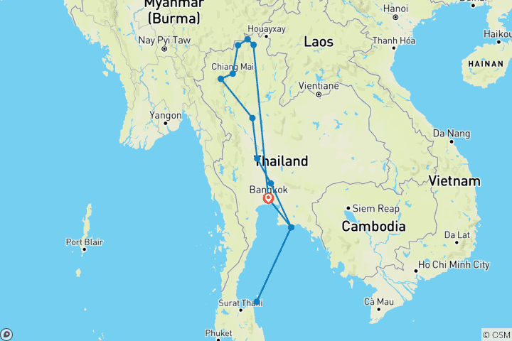 Karte von Thailands Highlights erleben (18 Tage)