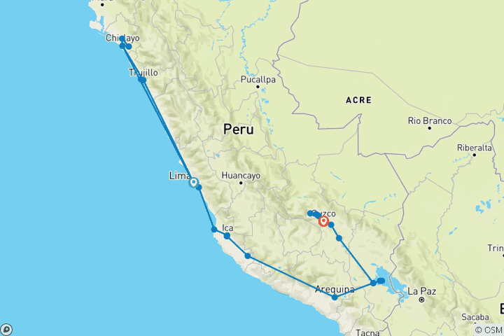 Karte von Facettenreiches Peru - auf den Spuren alter Kulturen